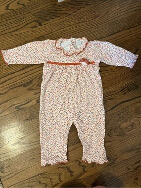 Kissy Kissy Orange Floral Pima Cotton Ruffle Playsuit 9M